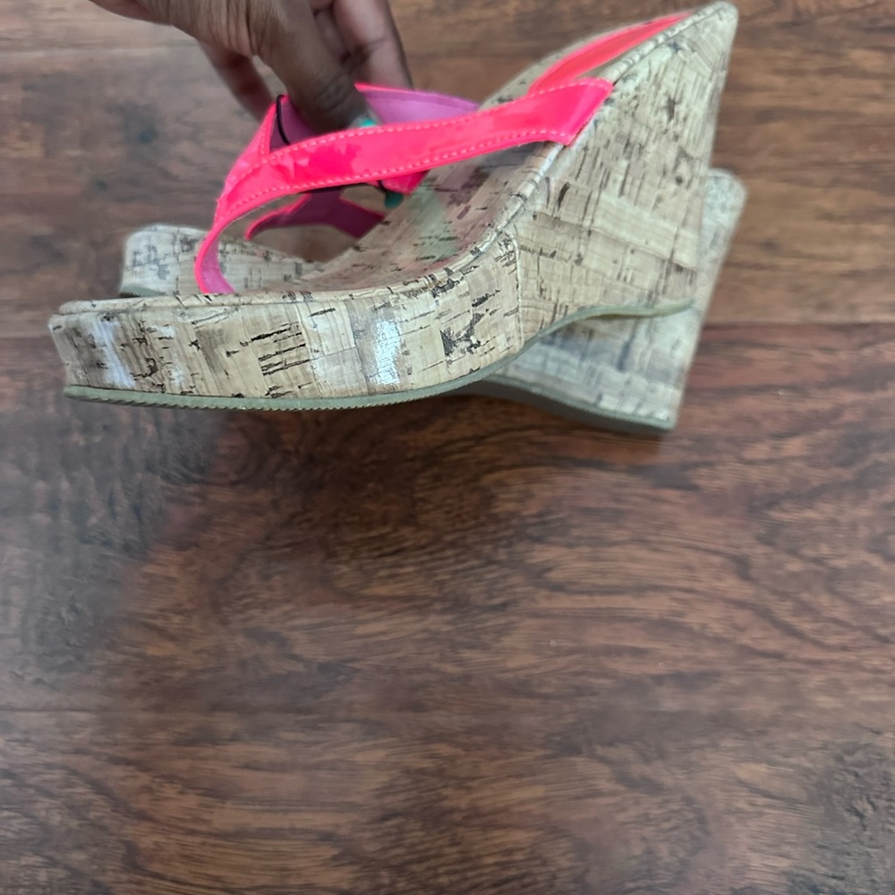 Y2K hot pink cork platform sandal